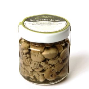 Schneckenleber aus dem Hause Wiener Schnecken-Manufaktur Gugumuck. Schneckenleber mit feinem Lebergeschmack und seiner einzigartigen Form. Durch eine feine nussige Note, ein ausgefallenes Geschmackserlebnis, die Krönung.