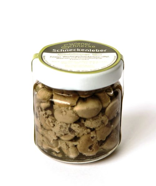 Schneckenleber aus dem Hause Wiener Schnecken-Manufaktur Gugumuck. Schneckenleber mit feinem Lebergeschmack und seiner einzigartigen Form. Durch eine feine nussige Note, ein ausgefallenes Geschmackserlebnis, die Krönung.