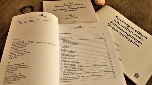 Schneckenzuchtliteratur zur Weinbergschnecken-Haltung und Verarbeitung, Schneckengehege